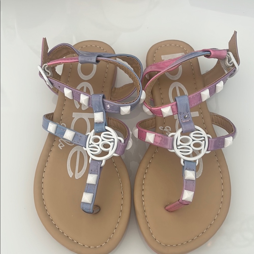 Brand New- Never Used- Bebe Pink and Purple Sandals with T-Strap Design